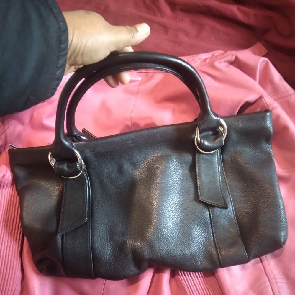 Express design studio bag satchel  leather handbag gift geunuine black zipper
